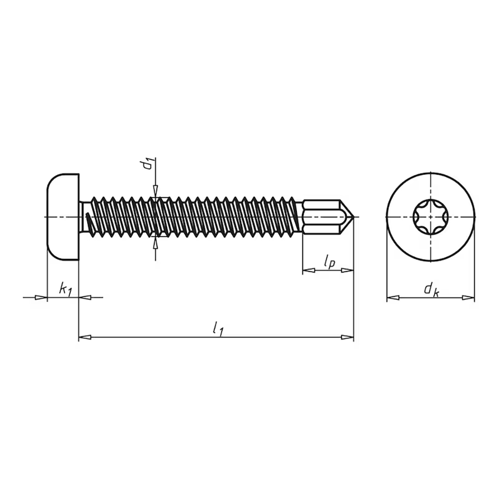 pias samobušeci vijak ravne lecaste glave AW celik plavo cincan                                     , 4,8X19mm                                