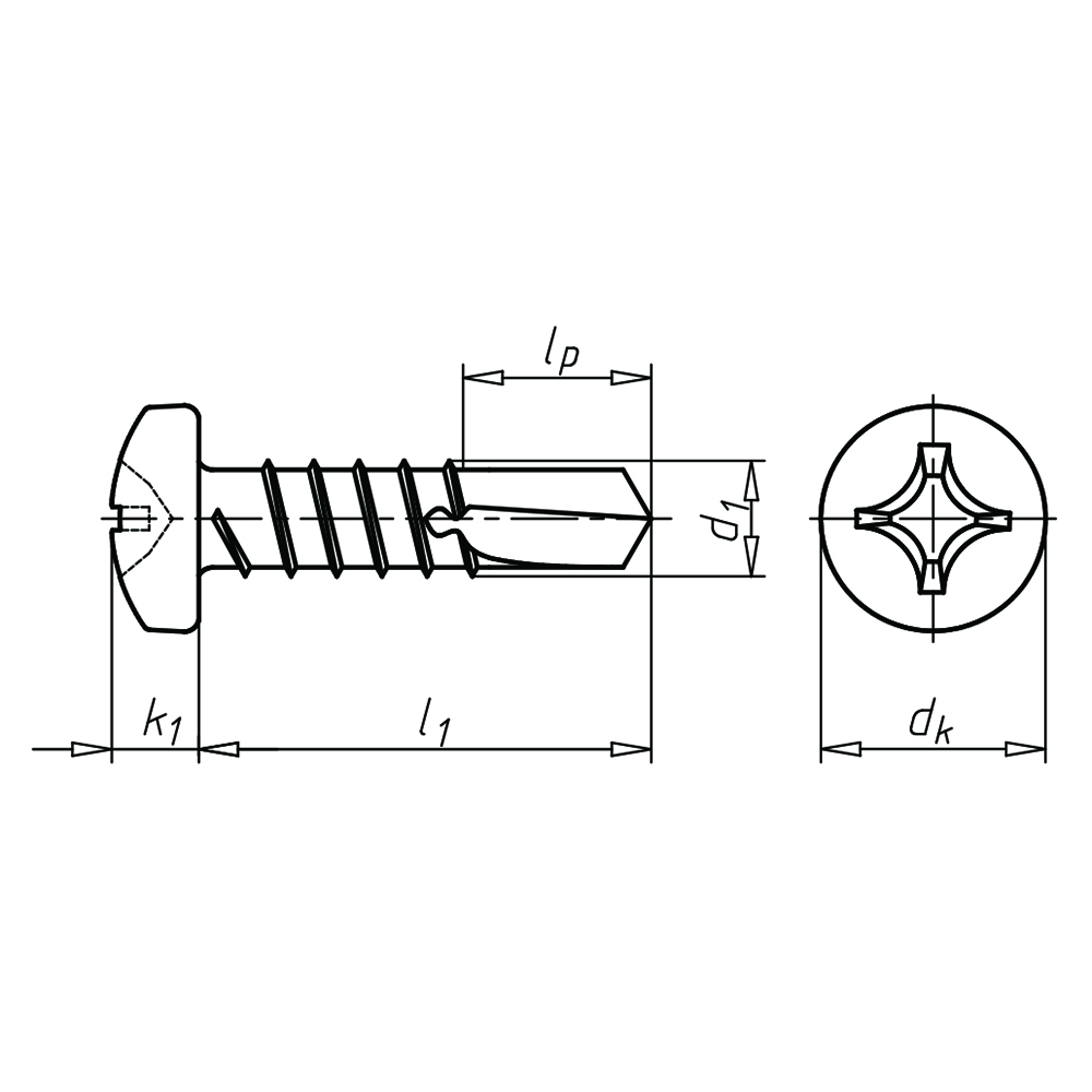 pias samobušeci vijak ravne lecaste glave krstasti H prihvat nehrd. celik A2                        , 3,9X13mm                                