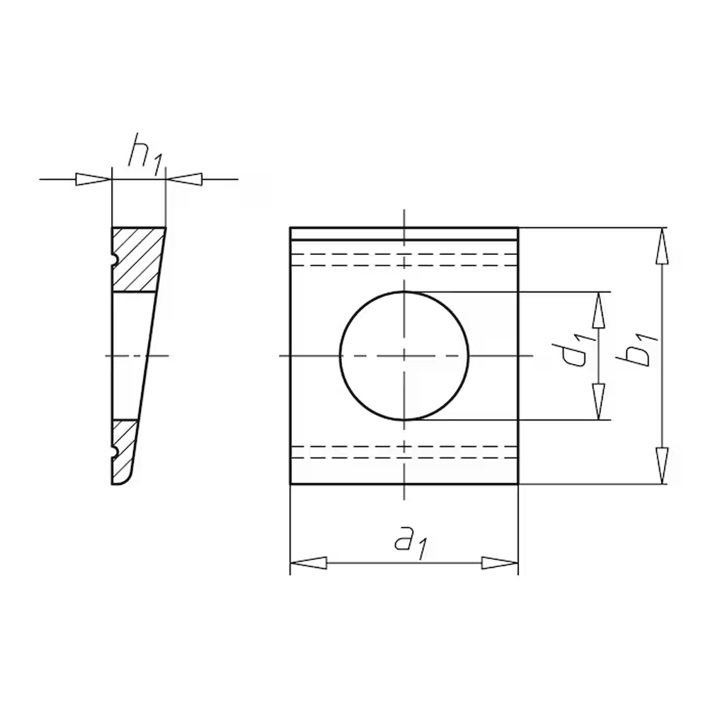 Kosa cetverougaona podloška za U-nosace DIN 434 celik toplo cincan                                  , D13,5mm                                 
