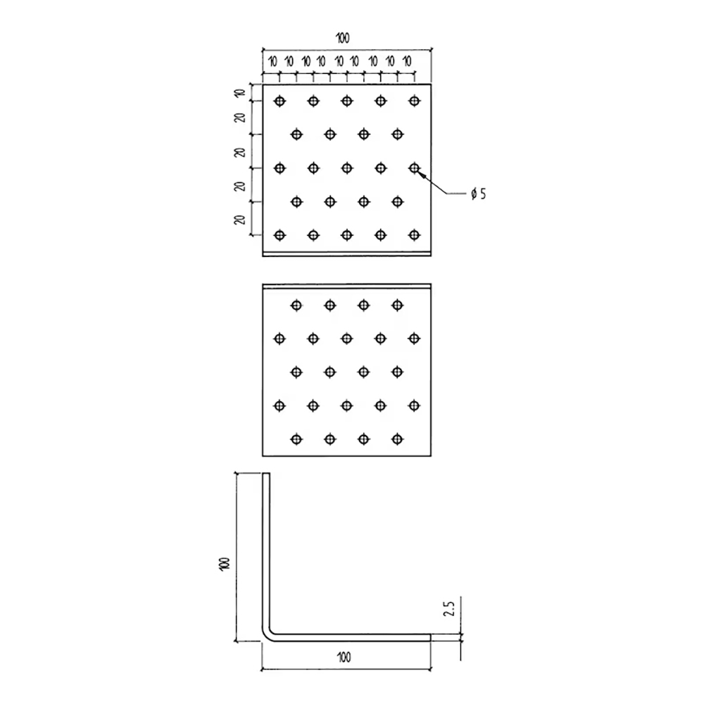 Perforirana ugaona spojnica, 80X80X60mm                              