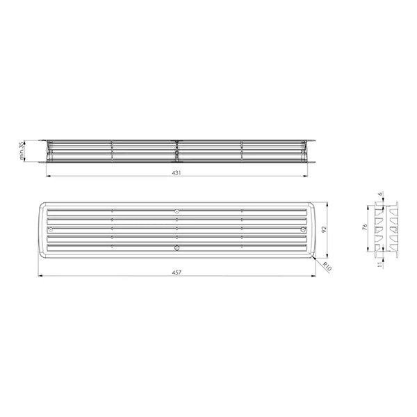 Ventilaciona rešetka za sobna Tip A, Bijeli aluminij                         