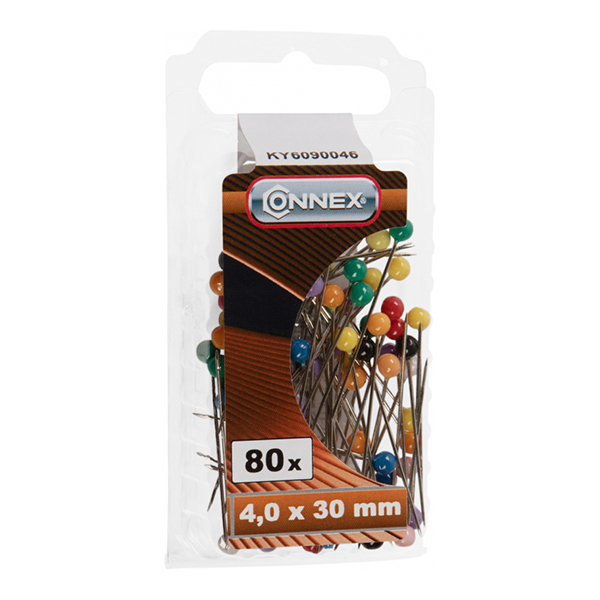 Špenadla plasticne glave u boji Connex, 4x30mm, 80 komada                       