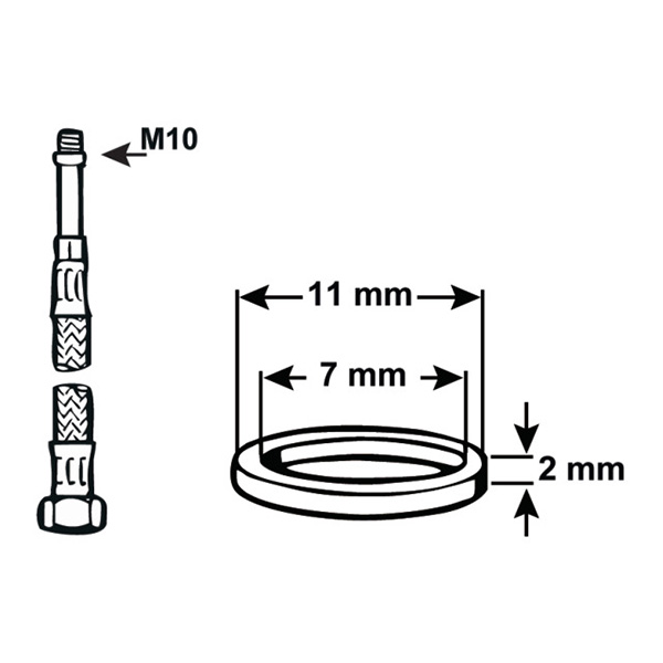 Gumeni O-prsten za fleksibilna crijeva, za M10/1, 11x7x2mm                      