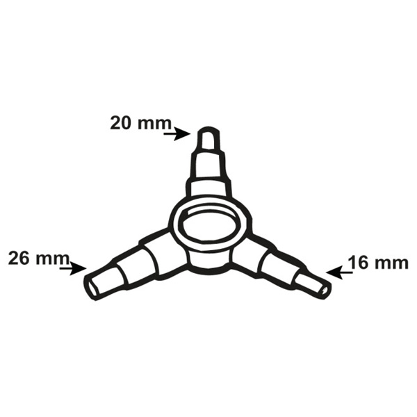 Kalibrator za cijevi sa obaracem ivica Connex                                                       , 16, 20 i 26 mm                          